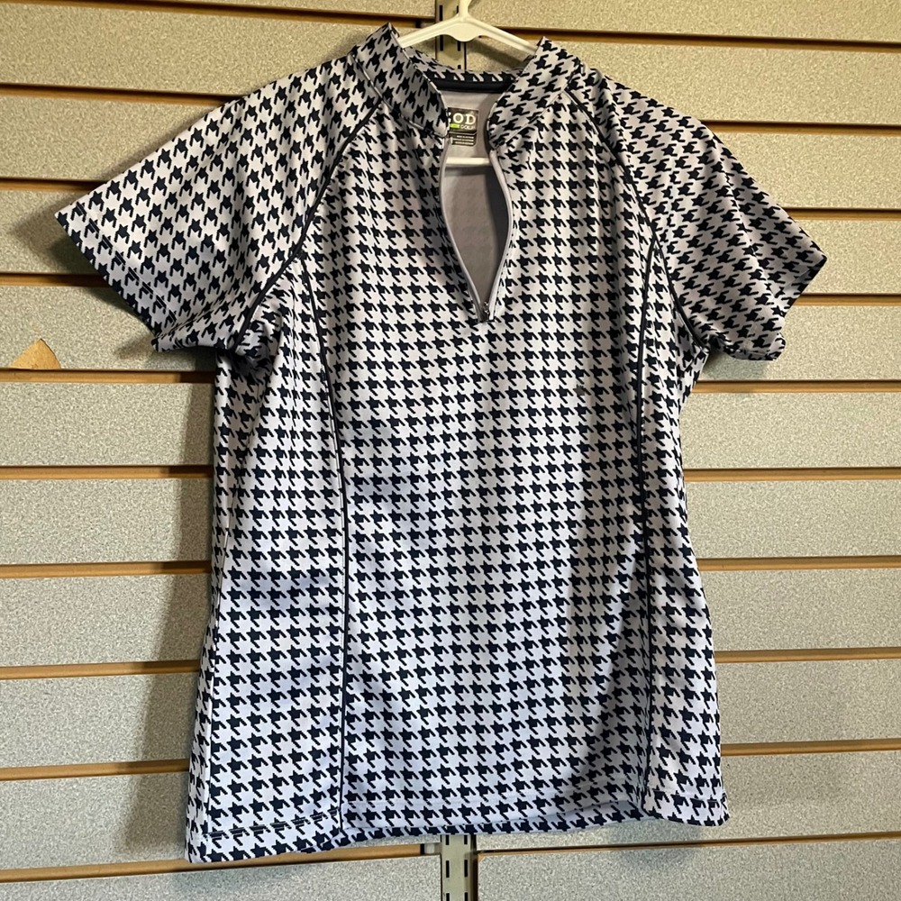 IZOD Golf Women's Houndstooth Print Short Sleeve 1/4 Zip Golf Polo Shirt